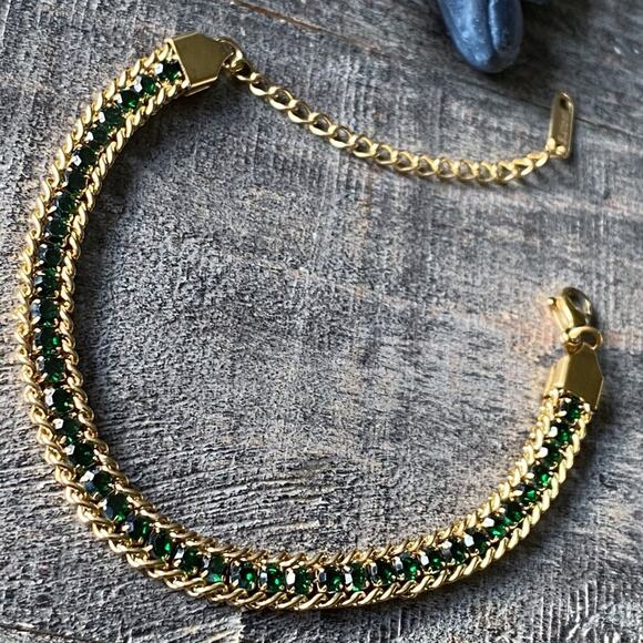 NEW Green Crystal Tennis Bracelet - Picture 6 of 9